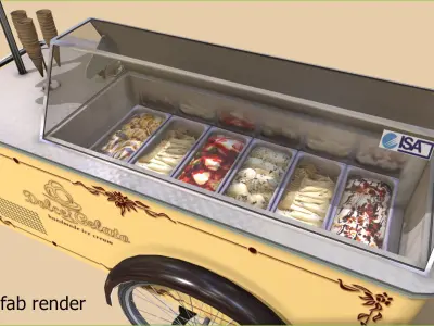 Icecream showcase ISA Carrettino Low-poly 3D model