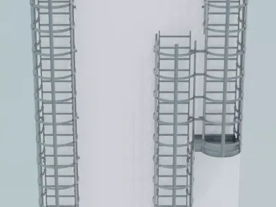Steel Roof Access Ladder - 12 Items Puzzle Low-poly 3D model