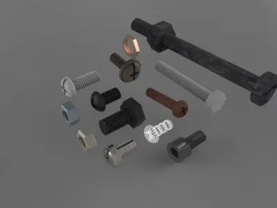 Bolt and nut Free 3D model purchase