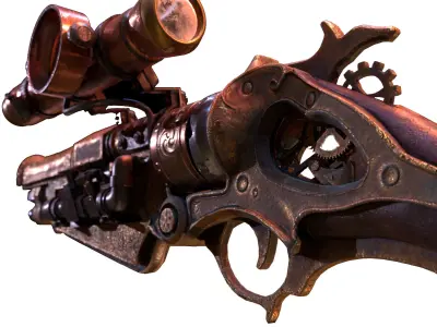 Victorian Vintage Handgun Low-poly 3D model