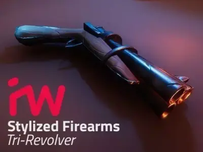 Stylized TriRevolver Free low-poly 3D model