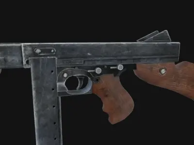 Thompson wooden gun Low-poly 3D model