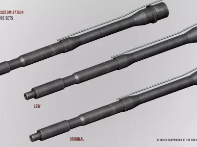 AR15 M4A1 Modular Barrel Kit Customizable Low-poly 3D model