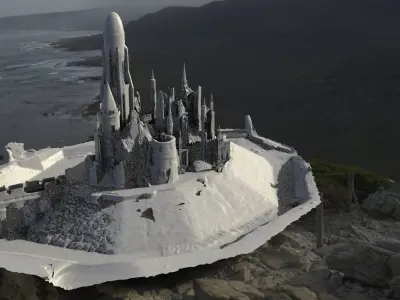 Castle with Moat 3D model
