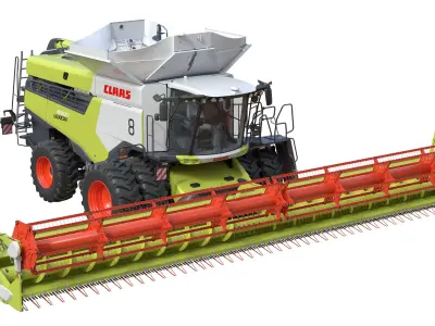 Claas Lexion Wheeled with CombineHarvester Low-poly 3D model