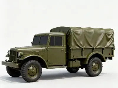 WWII 2-5 Ton Military Cargo Truck 3D Model Low-poly 3D model