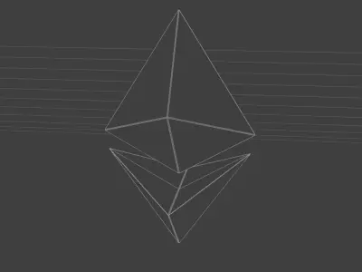 Golden Ethereum Crypto Currency Symbol  Low-poly 3D model