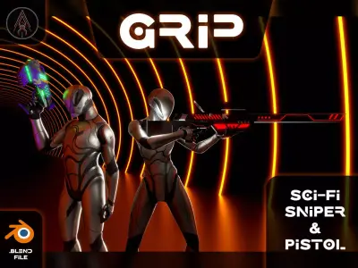 GRIP - Sci-Fi Weapos Set Free low-poly 3D model