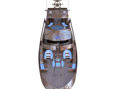 Low Poly Rusty Yacht 3D Model Game Ready PBR Marine Vessel  Low-poly 3D model