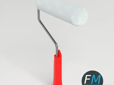 Round roller paint brush 3D model
