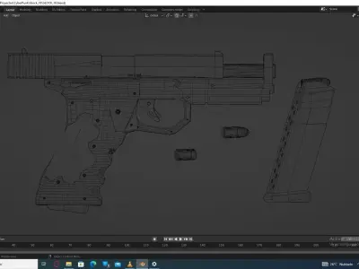 Futurist 9mm Pistol Low-poly 3D model