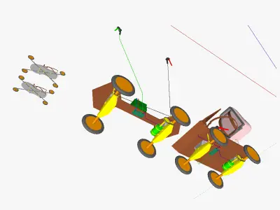 AT rollerskates and mountainboard 3D model
