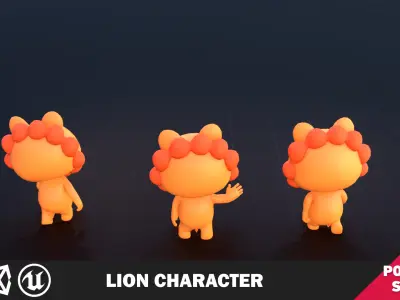 Funny Lion Character Lowpoly Low-poly 3D model