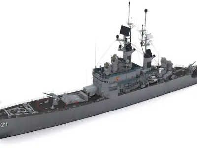 CG 21 - USS Gridley Low-poly 3D model
