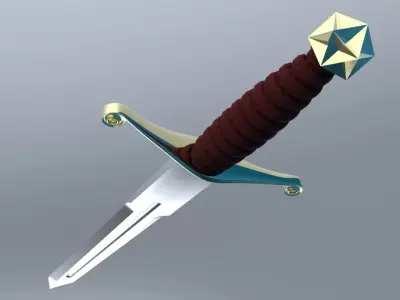 Dagger sword Low-poly 3D model 8