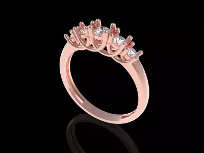 Five Round Diamond Engagement Ring 3D print model