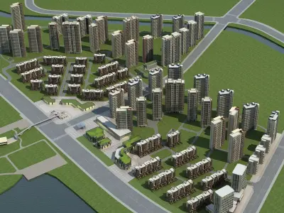 Architecture residential complex 3D model buy