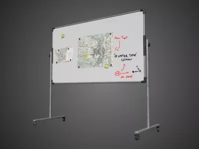 White Dry Erase Board Low-poly 3D model