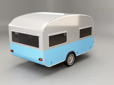Classic Vintage Camping Caravan Low-poly 3D model