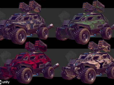 Sci-Fi Armored Military Vehicle Pack PBR Low-poly 3D model