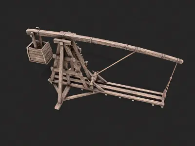 Medieval Siege Trebuchet 1 Low-poly 3D model
