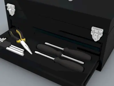 Toolbox With Tools Low-poly 3D model