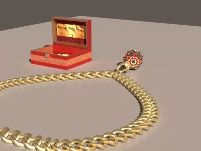 chain gold and box 3D model