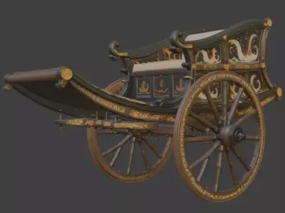 Ornate Historical Carriage 3D Model 3D model