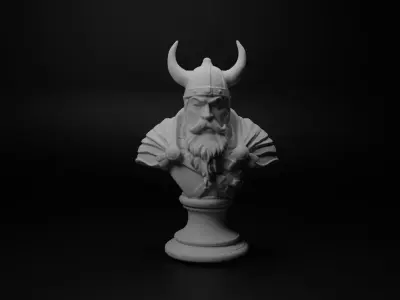 Viking Warrior Bust Chess 3D print model get