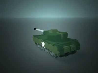 War tank Voxel  Low-poly 3D model
