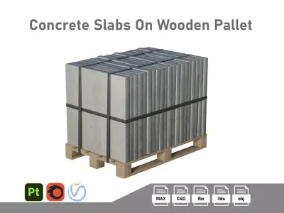 Concrete Slabs On Wooden Pallet Low-poly 3D model