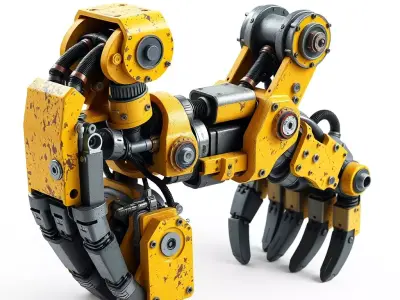 Industrial Robotic Claw Arm Low-poly 3D model