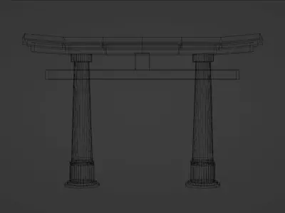 japanese gate Low-poly 3D model