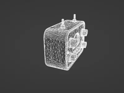 Vintage Wooden Radio with Brass Accents 3D model
