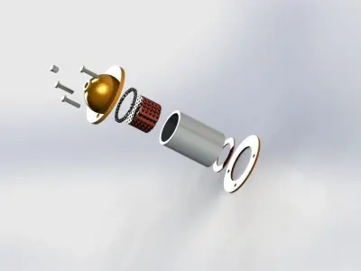 filter metal tube with gold ball in it Free 3D model