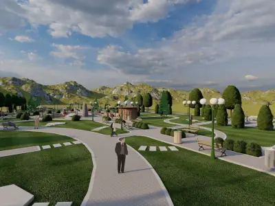 public park-Private Park Landscape 3D model 18