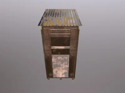 Checkpoint wooden Cabin  Low-poly 3D model