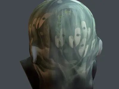 Gas mask helmet 3d model military combat fantasy cyborg  Low-poly 3D model buy