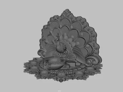 oil lamp clay peacocock 3D model