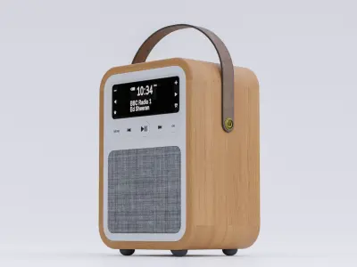 Wooden Portable Radio Low-poly 3D model