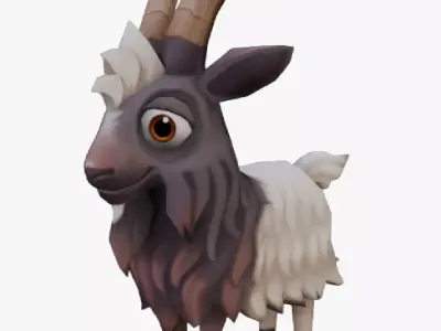 Cute Goat Low-poly 3D model