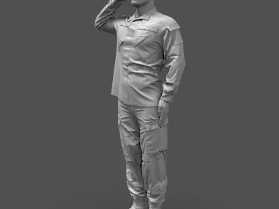 Soldier in military salute pose 3D print model