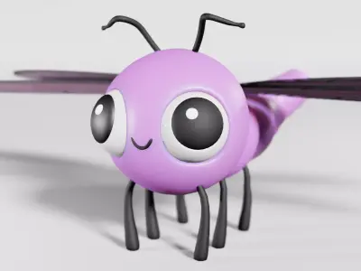 Cartoon DragonFly  Low-poly 3D model