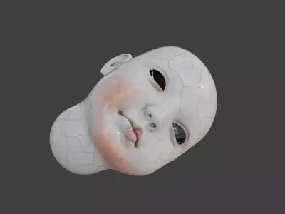 Cracked Porcelain Doll Head Low-poly 3D model