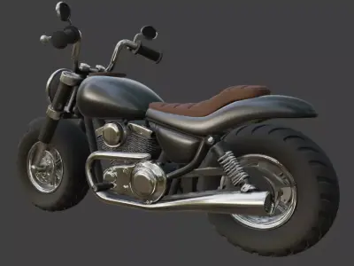 Cartoon Black Chopper Motorcycle 3D Model 3D model
