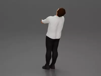 Man leaning back holding hands enjoying a playful dance moment 3D print model
