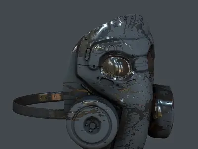 Gas mask helmet 3d model scifi  Low-poly 3D model