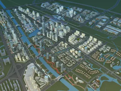 Architecture futuristic city 3D model purchase