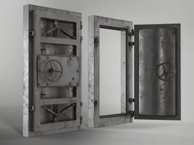 Bunker door Pbr lowpoly bunker gate  06 with  2 skins Low-poly 3D model