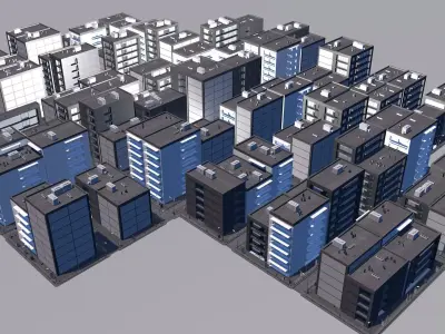 Buildings City building industrial park commercial housing 3D model V16